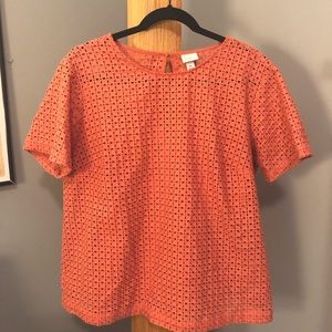 A New Day Coral Pink Eyelet Detail Top Size XL